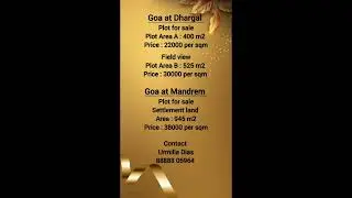Plots for sale in Goa. For Inquires Contact : 88888 06964 