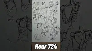 Hour 724 - form, technical skill #art #drawing #shorts #anatomy #10000hrs #learning #chill #lofi