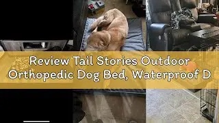 Review Tail Stories Outdoor Orthopedic Dog Bed, Waterproof Dog Bed for Large Dogs 36x27 Inch, Egg Cr