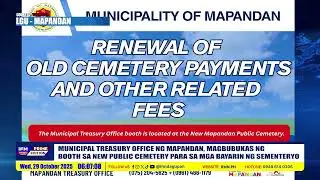 MUNICIPAL TREASURY OFFICE NG MAPANDAN, MAGBUBUKAS NG BOOTH SA NEW PUBLIC CEMETERY