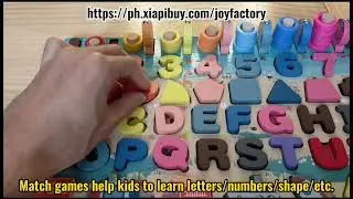 Multi-Function Early Learning Wooden Puzzle Board (Match games+Fishing games)