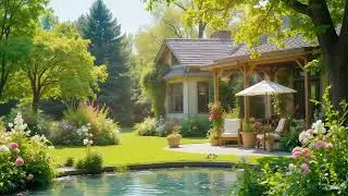 Peaceful Spring Morning Porch 🌿Gentle Piano, Garden Bloom & Morning Light