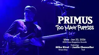Primus - Too Many Puppies - Live - 2026 Bass Magazine Awards -  Mike Dirnt, Justin Chancellor