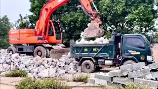 Excavator Scoops Sand Rock onto Construction Site Car/ Duytube88 / Car Excavator