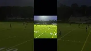 U13 soccer 2023. buildup from back, right mid 1,2 pass. Run and service to the box. #55 blue jersey