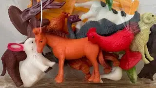 Mini farm animal set cute horse sheep cow hen duck dog cat ASMR unboxing collectible