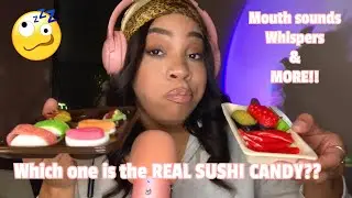 💤 ASMR: EATING CANDY SUSHI .. BUT WHICH PLATTER IS EDIBLE?? 🤔🍱