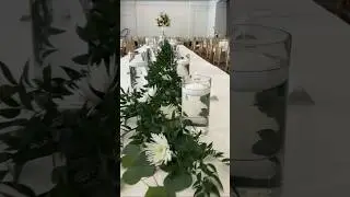 Floating candles with greenery centerpieces (long table ) #wedding #arrangement #design 👌🥰❤️