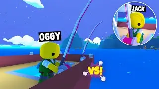 OGGY Vs JACK Fishing Challenge IN WOBBLY LIFE