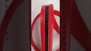 Ficuster Glossy Red Metal Buckle Vegan Leather Belt for Men