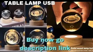 Luminous Crystal Ball LED Night Light Saturn Solar System 3D Moon Table Lamp USB Bedroom