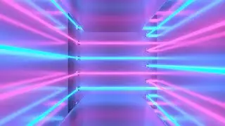 Retro Aesthetic Pink Blue Laser Beams Reflect Fluorescent Neon Hall 4K VJ Loop Moving Background