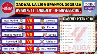 Jadwal Liga Spanyol 2025 Pekan 11~Real Madrid vs Valencia~Klasemen La Liga 2025-2026 Terbaru~Live