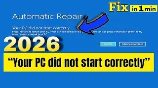 How to Fix Automatic Repair Loop in Windows 10 - Your PC did not start not correctly 2026
