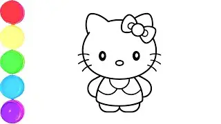 Рисование, раскрашивание и создание картинок Hello Kitty для детей и малышей. Детское творчество.