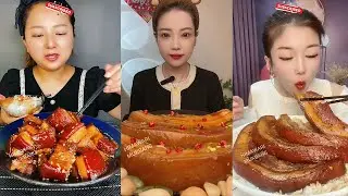 Eating Mukbang Belly Pork Fat, Pork Skin, Pork Meat, Pork Legs And Stomach Pork