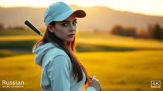 Лукбук с 4K AI Art｜Русская красавица позирует на пышном поле для гольфа