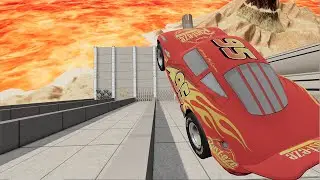 Car Jumps In Lava Crash Mountain - BeamNG.Drive
