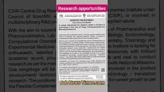 #Scientist recruitment 2025 Apply Online #phdjobs #research #jobNewsTimes