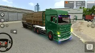 Truck simulator Indonesia‼️DETIK-DETIK Truk Hino 500 Hijau Trailer Muatan Kayu Berat