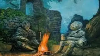 Knight relaxing at the bonfire