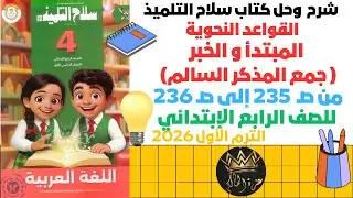القواعد النحوية المبتدأ و الخبر ( جمع المذكر السالم ) للصف الرابع الابتدائي لغة عربية ترم أول 2026