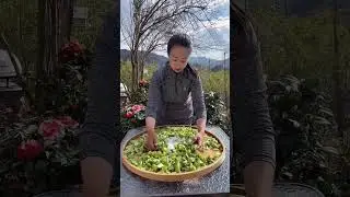 Mustard Greens Pickle traditional way to make in china #cooking #chinesefood #traditional #shorts