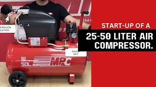 START-UP OF A 25-50 LITER AIR COMPRESSOR.
