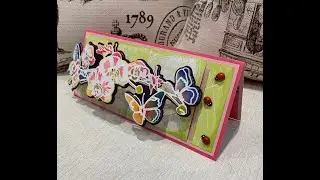 #slimlinecards #191 Use the die-cut as a stencil+how to create a 3D curved card