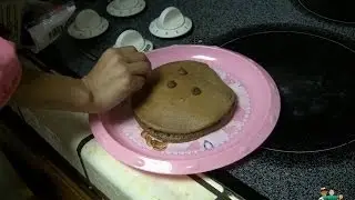 My Son Making Chocolate Pancakes similar to Ihop Funny Face Pancake