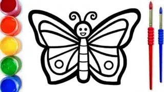 How to draw a glitter butterfly for kids / Easy drawing and colouring of butterfly 🦋 #kidsdrawing