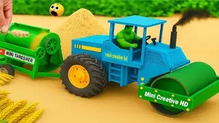 Mini Tractor Threshing Wheat | Amazing Village Machine Project | DIY Thresher Working video 4