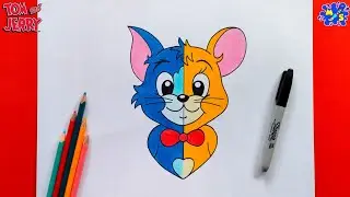 Tom and Jerry Drawing || How to Draw Tom and Jerry Half Face Easy Step by Step