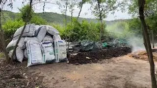 Making Compost Fertilizer for Pepper Plants at The Pepper Hill Farm, Kampot Cambodia.