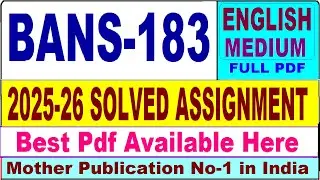 BANS 183 solved assignment 2025-26 || bans 183 solved assignment 2026 in English || ignou bans183