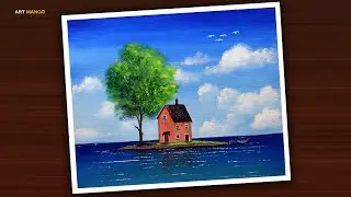 Dream Island Painting / Acrylic / for beginners / Challenge #001
