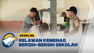 Relawan Kemenag Bersihkan Lumpur Tebal dan Kering Tutup Fasilitas Sekolah