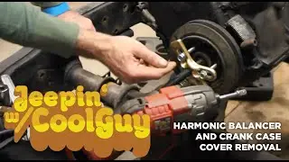Снятие демпфера колебаний и крышки картера Jeep CJ7
