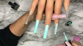 Blue Abstract Nail Design ft. new practice hand