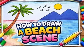 Beautiful Beach Scenery Drawing #Easy Nature Drawing #beach #studentart #Wow Wow Art #wow 