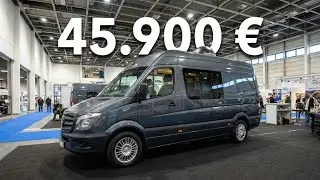 Fabrikneu ausgebaut 45.000 &euro; Mega-Sprinter Wohnmobil Campervan mit riesigem Bett