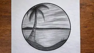 Circle Scenery Nature Drawing | Easy Circle Drawing | Pencil Drawing