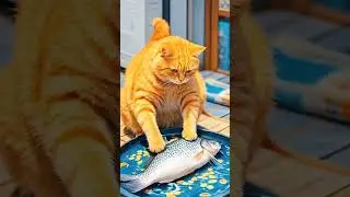 Cat eating fish cartoon #cartoon #cat #fishing