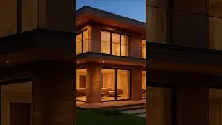 Luxury Wooden House Design | Modern Architecture with Glass & Warm Lighting