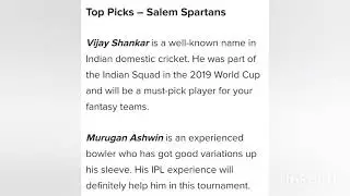 LKK vs SS //TNPL 2021//dream 11 prediction