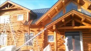 Lovitt's Emerald Gold log home stain