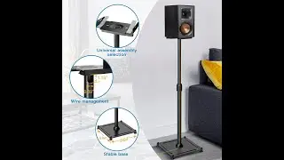 PERLESMITH Universal Speaker Stands Height Adjustable Holds Satellite Speakers & Bookshelf Speakers