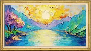 Colorful Mountain Lake at Sunrise | 2 Hour TV Frame Art Screensaver | Relaxing Wall Art
