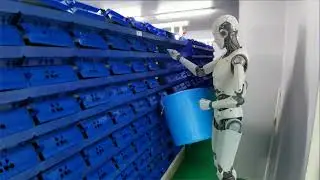 Artificial intelligence robot in crab house farm
