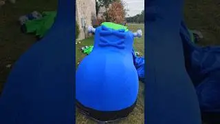 Inflating giant Frankenstein Monster Halloween blow up